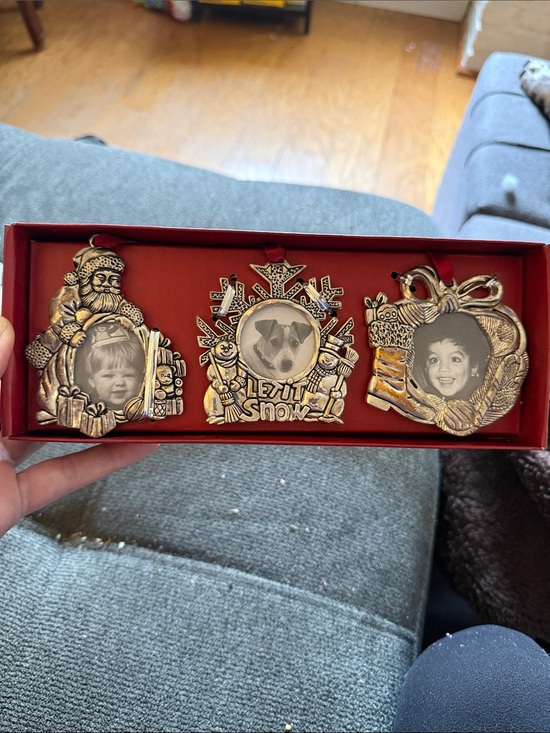 Gorham Other - Gorham Gold-Accented Triple Picture Frame with Red Backing